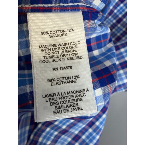 Vineyard Vines Men's Tattersall Classic Fit Poplin Button-Down Shirt Blue Sz XL - Picture 10 of 11